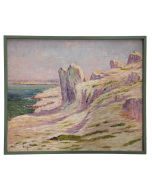 Huile sur toile pointilliste marine par Henri Grallan