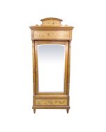 Armoire à glace 1900 Art nouveau en pich pin et loupe d'érable