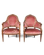 Fauteuils bergères de style Louis XVI en acajou 1900 (paire)