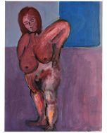 Femme nue aux seins lourds peinture de JP Alliès