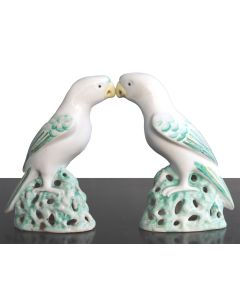 Couple de perroquet porcelaine chinoise début XXème