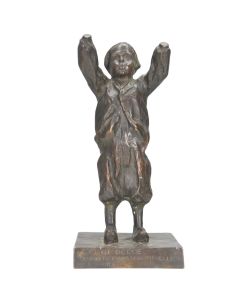 Bronze satirique Congo belge de Léopold II intitulé le petit belge