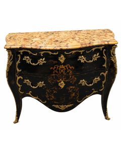 Commode Louis XV en laque et bronze &eacute;poque XIX&egrave;me 