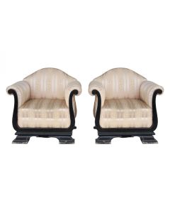 Fauteuils 1930 Art déco en bois noirci (paire)