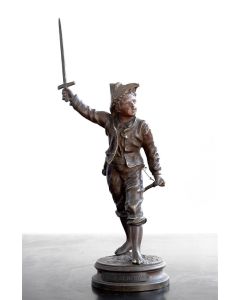 Statuette Général par Anfrie enfant à l'épée en bronze XIXème