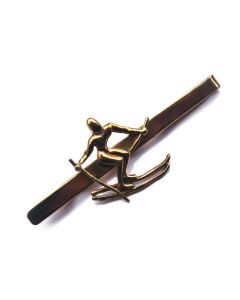 Épingle à cravate vintage métal doré Skieur