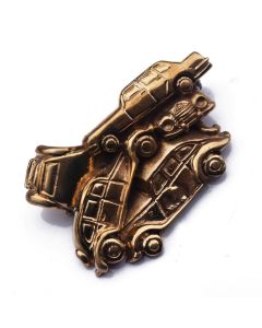 Epingle à cravate vintage métal doré aux voitures anciennes