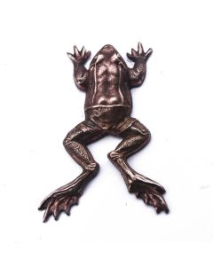Plaque emboutie cuivre ancienne à la petite grenouille