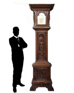 Horloge de parquet en chêne style Renaissance mouvement Kieninger