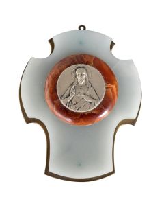Croix en onyx pierre dure et médaillon argent au Christ auréolé 1900