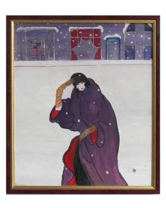 Jeune femme dans la neige style Art déco dans le goût des années 30