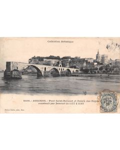 Carte postale ancienne - Avignon, le pont Saint Benezet et palais des papes