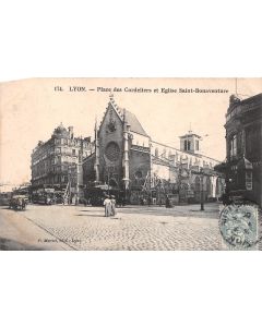 Carte postale ancienne - Lyon, place des cordelier et église Saint-Bonaventure