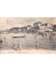 Carte postale ancienne - Arcachon, la plage à marée haute