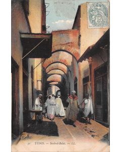 Carte postale ancienne - Tunis, le souk-el-Belat