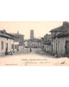 Carte postale ancienne - Lombez, Faubourg Saint Adours et clocher