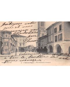 Carte postale ancienne - Valence d'Agen, la place nationale et Cornières