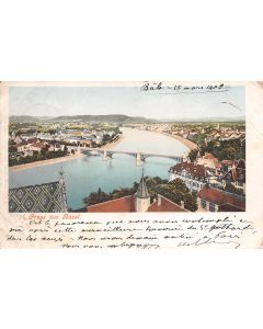 Carte postale ancienne - Suisse, Bâle. Vue du pont Gruss aus Basel