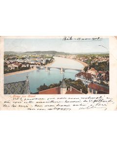 Carte postale ancienne - Suisse, Bâle. Vue du pont Gruss aus Basel