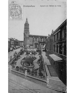 Carte postale ancienne - Montauban, le square de l'hôtel de ville