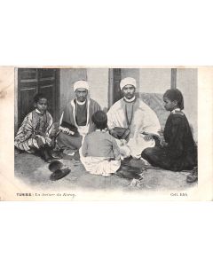 Carte postale ancienne - Tunisie, la lecture du Koran (Coran)