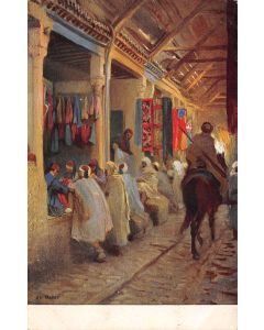 Carte postale ancienne - Tunisie, le bazar de Tunis