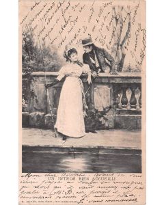 Carte postale ancienne - carte humoristique scène galante