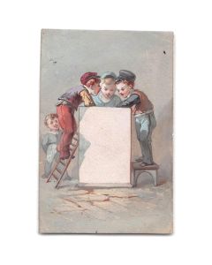 Illustrations originales peintes à la gouache format carte vers 1880