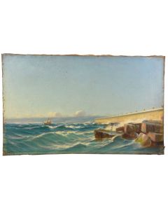 Peinture huile sur toile Marine de François Gautier (1842-1917) 