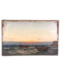 Peinture huile sur toile Marine de François Gautier (1842-1917) 