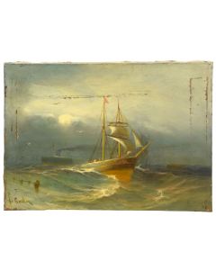 Peinture huile sur toile Marine de François Gautier (1842-1917) 