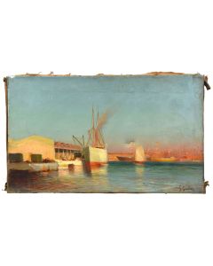 Peinture huile sur toile Marine de François Gautier (1842-1917) 