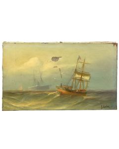 Peinture huile sur toile Marine de François Gautier (1842-1917) 