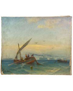 Peinture huile sur toile Marine de François Gautier (1842-1917) 