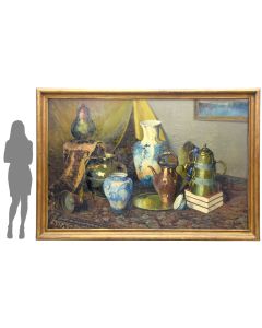 Grande huile sur toile nature morte signée A Collard 