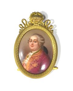 Miniature médaillon sur porcelaine cadre portrait de Louis XVI époque XIXème 