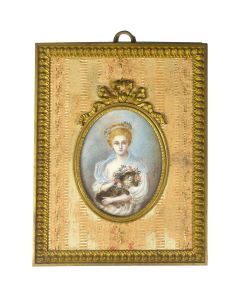 Miniature médaillon cadre portrait époque XIXème 