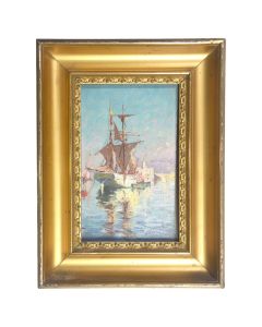 Peinture miniature de marine par Gilbert Galland