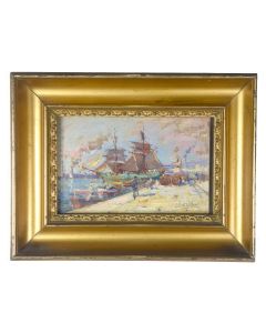 Peinture miniature de marine par Gilbert Galland