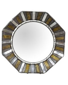 Miroir octogonal en métal années 80 