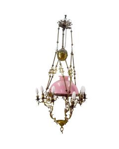 Suspension Art Nouveau Opaline rose