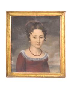 Portrait de jeune femme pastel d'époque restauration 
