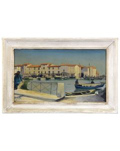 Huile sur toile port de Martigues par H. Thauvin 1950
