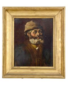 Portrait d'homme barbu chapeau XIXème