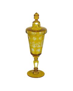 Vase en bohème à motifs géométrique fin XIXème