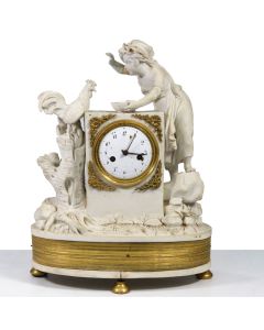 Pendule en biscuit Louis XVI mouvement à fil XVIIIème