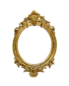 Miroir ovale de style Louis XV stuc doré 1880