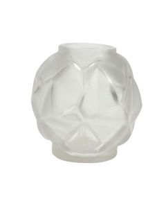Vase Art déco en verre moulé aux formes géométriques par Hunebelle 