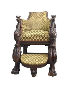 Fauteuil trône délirant de style Gothique en chêne fin XIXème