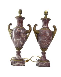 Pied de lampe en marbre Napoléon III bronze (paire)